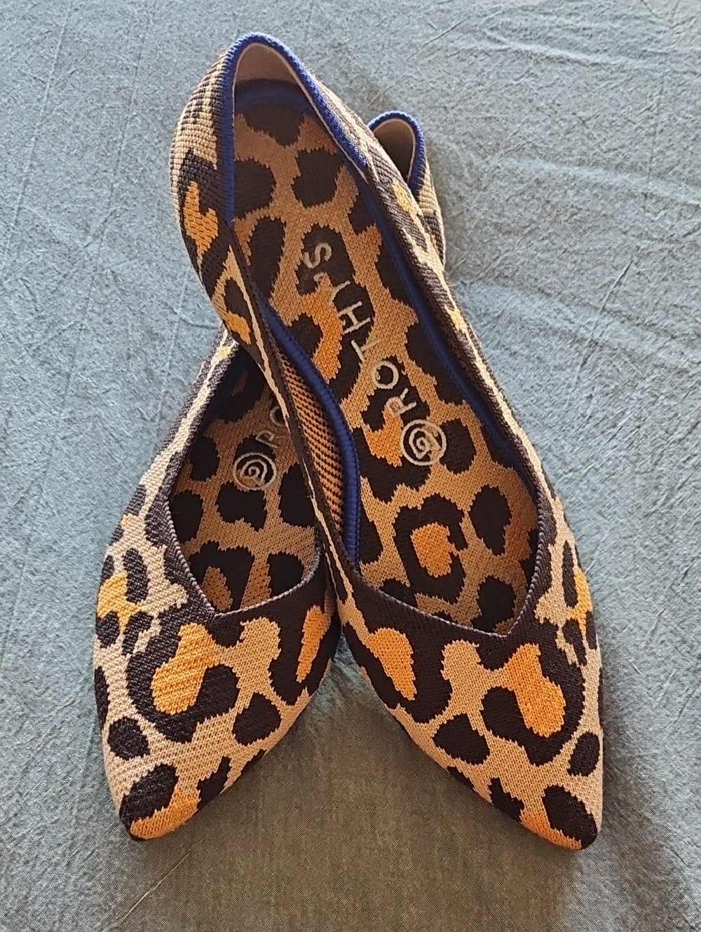 Rothy's Leopard Knit Pointed Flats
